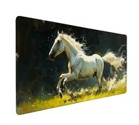 Large Mouse Mat White Mouse Pad Gaming Horse Desk Mat Large Non-Slip Rubber Base with Stitched Edges, Computer Keyboard Desk Pad, PC, Laptop, Accessories for Men, Home Office (White 100 x 50cm) i7249