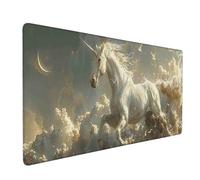 Large Mouse Mat White Mouse Pad Gaming Unicorn Desk Mat Large Non-Slip Rubber Base with Stitched Edges, Computer Keyboard Desk Pad, Accessories for Men, Home Office Gifts (White 120 x 60cm) o5066