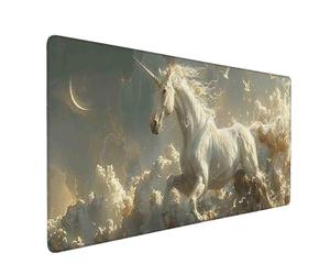 Large Mouse Mat White Mouse Pad Gaming Unicorn Desk Mat Large Non-Slip Rubber Base with Stitched Edges, Computer Keyboard Desk Pad, Accessories for Men, Home Office Gifts (White 120 x 60cm) o5066