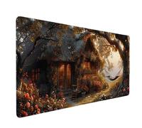 Large Mouse Mat Wooden House Mouse Pad Gaming Tree Desk Mat Large Non-Slip Rubber Base with Stitched Edges, Computer Keyboard Desk Pad, Accessories for Men, Home Office (Wooden House 60 x 30cm) w1652