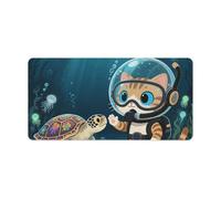Large Mouse Pad 23.6x11.8 Inch, Non-Slip Rubber Base Desk Mat with Smooth Surface, Portable Cat Water Desk Pad for Computer Keyboard, Office, Gaming, Home