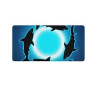 Large Mouse Pad 23.6x11.8 Inch, Non-Slip Rubber Base Desk Mat with Smooth Surface, Portable Form Circle Floating Sharks Desk Pad for Computer Keyboard, Office, Gaming, Home