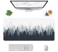 Large Mouse Pad, 900 x 400 mm Large Gaming Mouse Mat with Stitched Edge, XXL Extended Waterproof Computer Keyboard Mousepad, Laptop Desk Pad with Non-Slip Rubber Base for Gaming Office, Misty Forest