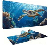 Large Mouse Pad (900 x 400 x 3 mm) XXL Extended Desk Mat, sea turtle Le monde sous - Marin Mouse Mat, Keyboard Mousepad, Smooth Surface,Big Desk Pad with Non-Slip Base and Stitched EdgeGaming. w0w1053