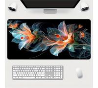 Large Mouse Pad, Abstract Orange Lilies Gaming Mouse Mat, Extended XXL Mousepad with Non-Slip Rubber Base, Office Full Desk Mat with Stitched Edges, Long Keyboard Mouse Pad (31.5x15.7x0.08 inch)