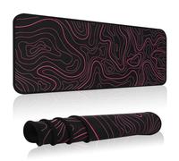 Large Mouse Pad,Black Topographic Contour Gaming Mouse Mat,Extended Mousepad with Non-Slip Rubber Base,Office Full Desk Mat with Stitched Edges,Long Keyboard Mouse Pad Pink