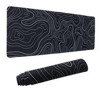 Large Mouse Pad,Black Topographic Contour Gaming Mouse Mat, Extended XL Mousepad with Non-Slip Rubber Base,Office Full Desk Mat with Stitched Edges,Long Keyboard Mouse Pad,31.5×11.8×0.12in(Black)