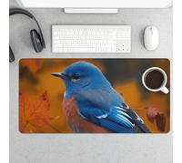 Large Mouse Pad, Blue Bird and Leaves Desk Pad Protector Waterproof Desk Mat for Keyboard and Mouse, Non-Slip Rubber Base, Desktop Mat, Gaming Mousepad, for Office Home 11.8" X 23.6"