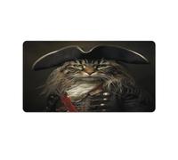 Large Mouse Pad Cat in Pirate Costume Desk Mat Gaming Mouse Pad with Stitched Edges for PC Laptop