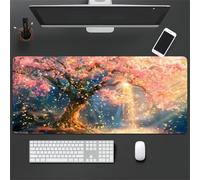 Large Mouse Pad, Cherry Blossom Landscape Gaming Mouse Mat, Extended XXL Mousepad with Non-Slip Rubber Base, Office Full Desk Mat with Stitched Edges, Long Keyboard Mouse Pad (31.5x15.7x0.08 inch)