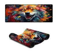 Large Mouse Pad Colorful Fantasy Wolf Large Mouse Mat 30x80cm Keyboard Desk Mat Improves Precision And Speedrubber Underside for A Stable Grip
