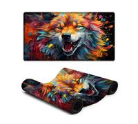 Large Mouse Pad Colorful Fantasy Wolf Waterproof Mousepad 40X75cm Large Desk Mat with Non Slip Rubber Base for Office & Home Computers Laptop Gaming