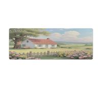 Large Mouse Pad Country Cottage and Roses Desk Mat Gaming Mouse Pad with Stitched Edges for PC Laptop