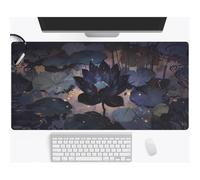 Large Mouse Pad, Dark Blue Lotus Flowers Gaming Mouse Mat, Extended XXL Mousepad with Non-Slip Rubber Base, Office Full Desk Mat with Stitched Edges, Long Keyboard Mouse Pad (27.5x15.7x0.12 inch)