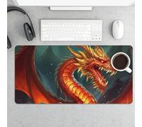 Large Mouse Pad, Dragon King in Fire Desk Pad Protector Waterproof Desk Mat for Keyboard and Mouse, Non-Slip Rubber Base, Desktop Mat, Gaming Mousepad, for Office Home 11.8" X 23.6"