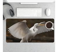 Large Mouse Pad, Egret Spreads Its Wings Desk Pad Protector Waterproof Desk Mat for Keyboard and Mouse, Non-Slip Rubber Base, Desktop Mat, Gaming Mousepad, for Office Home 11.8" X 23.6"