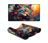 Large Mouse Pad Fantasy Colorful Art Wolf Extra Large Mouse Mat 40X75cm Keyboard Desk Mat with Stitched EdgeComputer Desk AccessoriesNon Slip Base