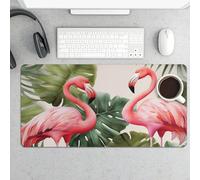 Large Mouse Pad, Flamingo Palm Trees Leaf Desk Pad Protector Waterproof Desk Mat for Keyboard and Mouse, Non-Slip Rubber Base, Desktop Mat, Gaming Mousepad, for Office Home 11.8" X 23.6"