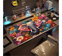 Large Mouse Pad, Flower Animals Elephants Gaming Mouse Mat, Extended XXL Mousepad with Non-Slip Rubber Base, Office Full Desk Mat with Stitched Edges, Long Keyboard Mouse Pad (27.5x15.7x0.12 inch)