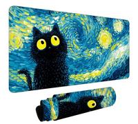 Large Mouse Pad for Desk 1000x400x3mm Gaming Mouse Pad with Non-Slip Base Stitched Edges, Improved Precision Speed, Computer Mat Desk Protector Mat, Waterproof Foldable, Gaming Gifts Star Cat L#L1740
