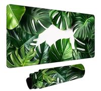 Large Mouse Pad for Desk 1000x500x3mm Gaming Mouse Pad, Non-Slip Base Stitched Edges, Improved Precision Speed, Computer Mat Desk Protector Mat, Waterproof Foldable, Gaming Gifts Green Leaves L#L928