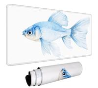 Large Mouse Pad for Desk 1000x500x3mm Gaming Mouse Pad with Non-Slip Base Stitched Edges, Improved Precision Speed, Computer Mat Desk Protector Mat, Waterproof Foldable, Gaming Gifts Blue Fish L#L1500