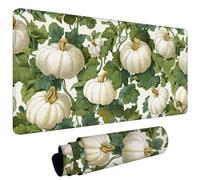 Large Mouse Pad for Desk 1400x600x3mm Gaming Mouse Pad, Non-Slip Base Stitched Edges, Improved Precision Speed, ComputerDesk Protector Mat, Water-Resistant, Gaming Gifts Pumpkin Green Leaves L#L1146