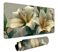 Large Mouse Pad for Desk 1500x800x3mm Gaming Mouse Pad, Non-Slip Base Stitched Edges, Improved Precision Speed, Computer Mat Desk Protector Mat, Water-Resistant, Gaming Gifts Blooming Lilies L#L796