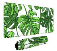 Large Mouse Pad for Desk 600x300x3mm Gaming Mouse Pad, Non-Slip Base Stitched Edges, Improved Precision Speed, Computer Mat Desk Protector Mat, Waterproof Foldable, Gaming Gifts Green Leaves L#L820