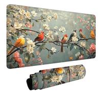 Large Mouse Pad for Desk 600x300x3mm Gaming Mouse Pad, Non-Slip Base Stitched Edges, Improved Precision Speed, Computer Mat Desk Protector Mat, Water-Resistant, Gaming Gifts Birds On The Tree L#L1488