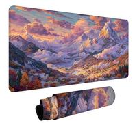 Large Mouse Pad for Desk 900x400x3mm Gaming Mouse Pad, Non-Slip Base Stitched Edges, Improved Precision Speed, ComputerDesk Protector Mat, Water-Resistant, Gaming Gifts Village Snow-Capped L#L1710