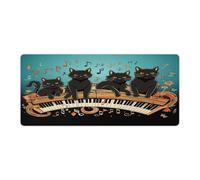 Large Mouse Pad Four Black Cats Lying on The Piano Keyboard Desk Mat Gaming Mouse Pad with Stitched Edges for PC Laptop