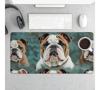 Large Mouse Pad, Funny English Bulldog Desk Pad Protector Waterproof Desk Mat for Keyboard and Mouse, Non-Slip Rubber Base, Desktop Mat, Gaming Mousepad, for Office Home 11.8" X 23.6"