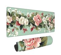 Large Mouse Pad Gaming, Flowers XXL Desk Mousepad, Blue Long Large Mousepad for Keyboard and Mouse with Non-Slip Rubber Base, Suitable for School, Office, Home, 31.5x15.7inchsLJ-1966