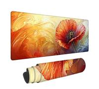 Large Mouse Pad Gaming, Flowers XXL Desk Mousepad, Burnt Orange Long Large Mousepad for Keyboard and Mouse with Non-Slip Rubber Base, Suitable for School, Office, Home, 31.5x15.7inchs LJ-1358