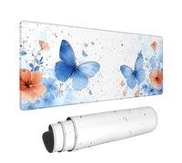Large Mouse Pad Gaming, Flowers XXL Mousepad, Butterfly Long Large Mousepad for Keyboard and Mouse with Non-Slip Rubber Base, Suitable for School, Office, Home, 39.3x19.7inchs LJ-1432