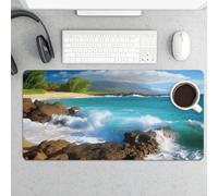 Large Mouse Pad, Hawaii Beach Desk Pad Protector Waterproof Desk Mat for Keyboard and Mouse, Non-Slip Rubber Base, Desktop Mat, Gaming Mousepad, for Office Home 11.8" X 23.6"