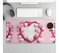 Large Mouse Pad, Heart Shape Desk Pad Protector Waterproof Desk Mat for Keyboard and Mouse, Non-Slip Rubber Base, Desktop Mat, Gaming Mousepad, for Office Home 11.8" X 23.6"