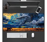 Large Mouse Pad, Landscapes Animals Elephants Gaming Mouse Mat, Extended XXL Mousepad with Non-Slip Rubber Base, Office Full Desk Mat with Stitched Edges, Long Keyboard Mouse Pad (31.5x11.8x0.08 inch)