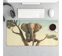 Large Mouse Pad, Little Elephant on Tree Desk Pad Protector Waterproof Desk Mat for Keyboard and Mouse, Non-Slip Rubber Base, Desktop Mat, Gaming Mousepad, for Office Home 11.8" X 23.6"