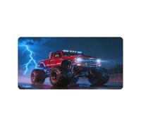 Large Mouse Pad, Monster Red Truck Lightning Roar Desk Pad Protector Waterproof Desk Mat for Keyboard and Mouse, Non-Slip Rubber Base, Desktop Mat, Gaming Mousepad, for Office Home 11.8" X 23.6"
