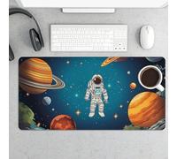 Large Mouse Pad, Outer Space Rocket Astronaut Desk Pad Protector Waterproof Desk Mat for Keyboard and Mouse, Non-Slip Rubber Base, Desktop Mat, Gaming Mousepad, for Office Home 11.8" X 23.6"