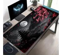Large Mouse Pad, Pagoda Cherry Blossoms Gaming Mouse Mat, Extended XXL Mousepad with Non-Slip Rubber Base, Office Full Desk Mat with Stitched Edges, Long Keyboard Mouse Pad (23.6x11.8x0.12 inch)