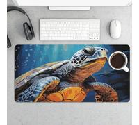 Large Mouse Pad, Painted Sea Turtle Desk Pad Protector Waterproof Desk Mat for Keyboard and Mouse, Non-Slip Rubber Base, Desktop Mat, Gaming Mousepad, for Office Home 11.8" X 23.6"