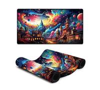 Large Mouse Pad Painting of Colorful Neon City Extra Large Mouse Mat 40X75cm Keyboard Desk Mat with Stitched EdgeComputer Desk AccessoriesNon Slip Base