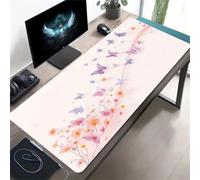 Large Mouse Pad, Pink Purple Butterfly Floral Gaming Mouse Mat, Extended XXL Mousepad with Non-Slip Rubber Base, Office Full Desk Mat with Stitched Edges, Long Keyboard Mouse Pad (23.6x11.8x0.12 inch)