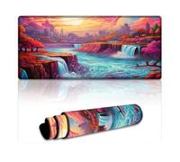 Large Mouse Pad Psychedelic Niagara Falls at Night Extended Mouse Pad 40X90cm Large Desk Mat with Non-Slip Base And Stitched Edge for Gaming Office Work