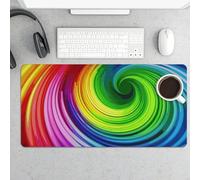 Large Mouse Pad, Rainbow Spiral Desk Pad Protector Waterproof Desk Mat for Keyboard and Mouse, Non-Slip Rubber Base, Desktop Mat, Gaming Mousepad, for Office Home 11.8" X 23.6"
