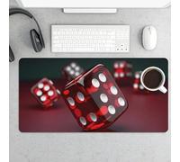 Large Mouse Pad, Red Dice Desk Pad Protector Waterproof Desk Mat for Keyboard and Mouse, Non-Slip Rubber Base, Desktop Mat, Gaming Mousepad, for Office Home 11.8" X 23.6"