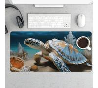 Large Mouse Pad, Sea Conch Shell Starfish Turtle Desk Pad Protector Waterproof Desk Mat for Keyboard and Mouse, Non-Slip Rubber Base, Desktop Mat, Gaming Mousepad, for Office Home 11.8" X 23.6"